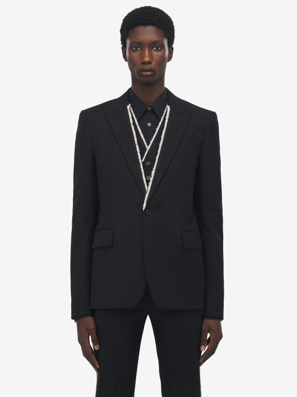 ALEXANDER MCQUEEN - Raw Edge Canvas Single-Breasted Jacket - Item 832703QUAAC1000